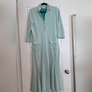 Ivy City Co Piper Dress green and white houndstooth pattern